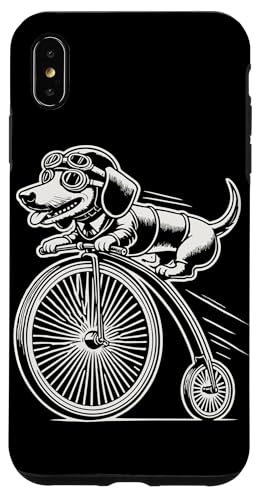Fahrradfahrender Dackel im Retro Stil mit Humor Hülle für iPhone XS Max von Streetwear cyclist design for bike lovers
