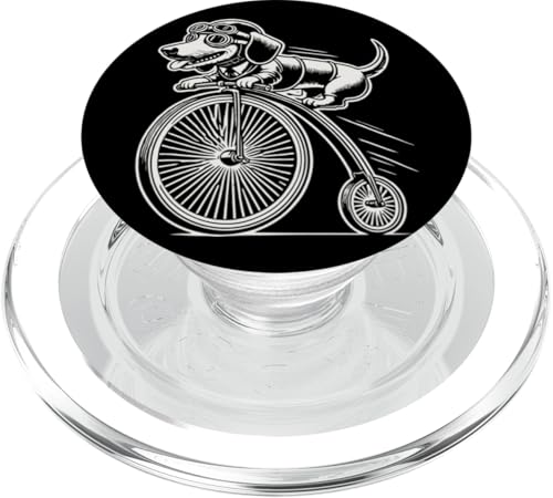 Fahrradfahrender Dackel im Retro Stil mit Humor PopSockets PopGrip für MagSafe von Streetwear cyclist design for bike lovers