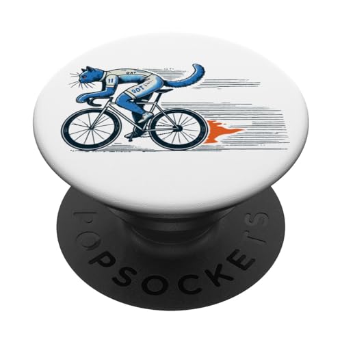 Katze auf Rennrad Design für Fahrradliebhaber PopSockets Klebender PopGrip von Streetwear cyclist design for bike lovers