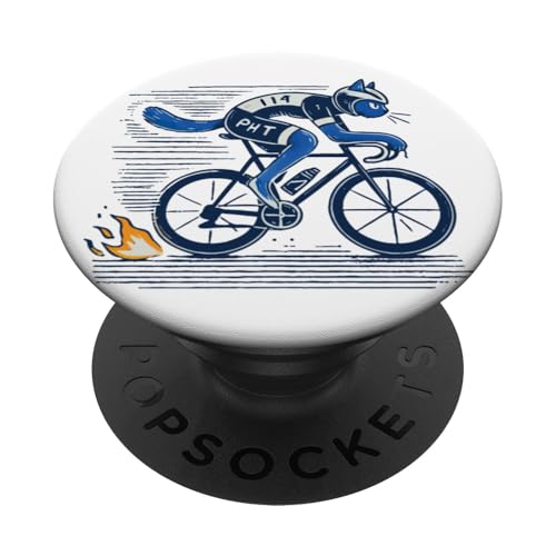 Rennrad Katze Design für sportliche Fahrradfreunde PopSockets Klebender PopGrip von Streetwear cyclist design for bike lovers