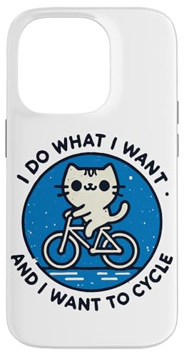 Retro Katzenmotiv auf Fahrrad mit Humor und Power Hülle für iPhone 14 Pro von Streetwear cyclist design for bike lovers