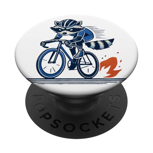 Waschbär auf Rennrad für sportliche Radfahrer PopSockets Klebender PopGrip von Streetwear cyclist design for bike lovers