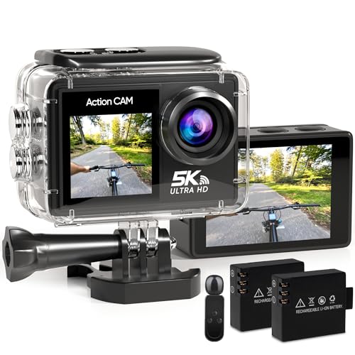 Strex Action Cam 5K 50MP - 60FPS / 30M Wasserdicht/WiFi - Touchscreen – Externes Mikrofon - Inklusive Zubehör - Action Kamera - Unterwasserkamera von Strex