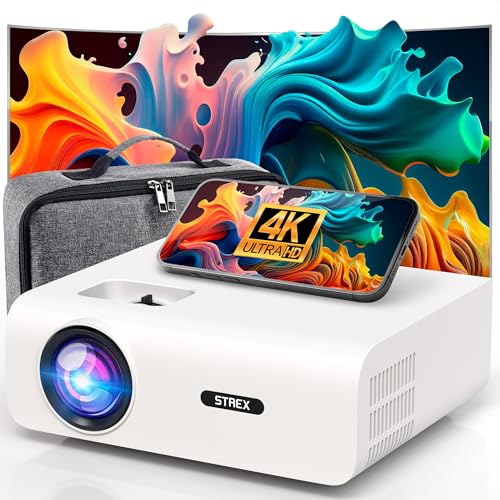 Strex Beamer - 1080P Full HD - 15000 Lumen - Drahtloses Streaming - WiFi - Bluetooth - Mini Beamer - Projektor von Strex
