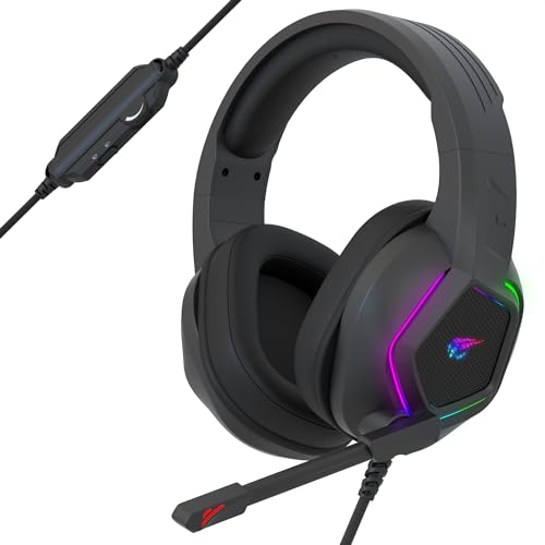 Strex Gaming Headset mit Mikrofon & RGB Beleuchtung - 7.1 Surround Sound - geeignet für PC / PS4 / PS5 / Xbox von Strex