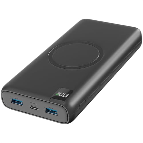 Strex Powerbank mit kabellosem Qi-Schnellladegerät - 27.000 mAh - 22,5W Schnellladegerät - USB-A/USB-C - LED-Anzeige - Universal Powerbank geeignet für iPhone/Samsung, u.a. Strex Powerbank mit kabellosem Qi-Schnellladegerät - 27.000 mAh - 22,5W Schnellladegerät - USB-A/USB-C - LED-Anzeige - Universal Powerbank geeignet für iPhone/Samsung, u.a. von Strex