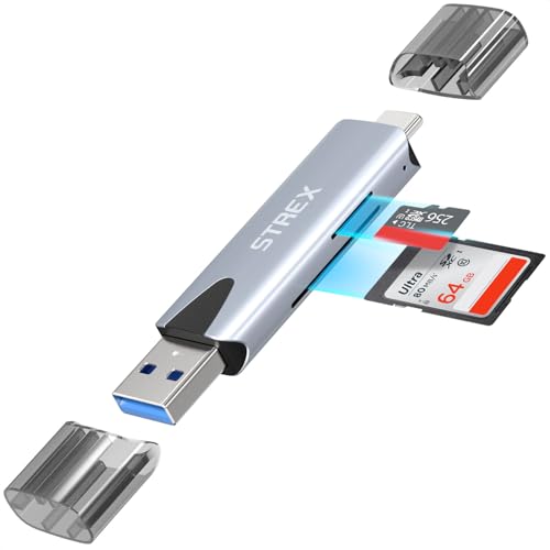 Strex SD Kartenleser - USB 3.0/USB C - 2-in-1 - SD-Karte/TF-Karte - Speicherkartenleser Strex SD Kartenleser - USB 3.0/USB C - 2-in-1 - SD-Karte/TF-Karte - Speicherkartenleser von Strex