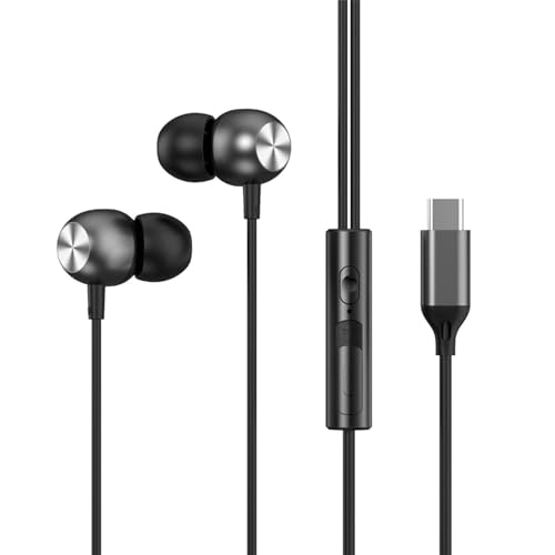 Streysisl Kabelgebundene Kopfhörer Typ C, In-Ear-Kopfhörer mit Kabel, Stereo-Ohrhörer Typ C für schwere Bässe – Sport-Kopfhörer mit dreidimensionalem Surround-Sound für Computer von Streysisl