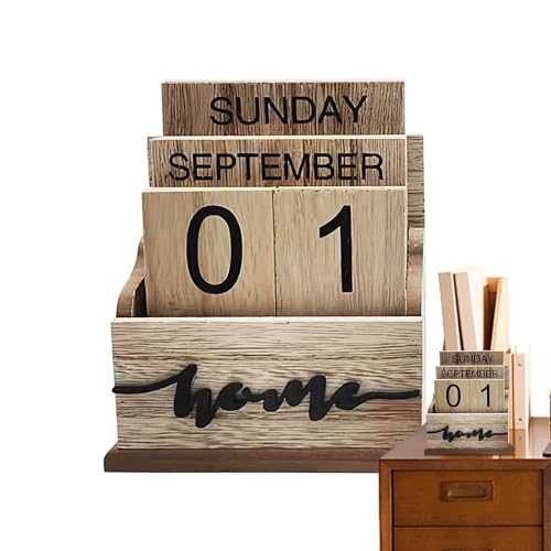 Streysisl Schreibtischkalender aus Holz, Schreibtisch-Kalenderblöcke | Vielseitiger Retro- Kalender, dekorative Datumsblöcke für die Heimdekoration, wiederverwendbare Kalenderblöcke Streysisl Schreibtischkalender aus Holz, Schreibtisch-Kalenderblöcke | Vielseitiger Retro- Kalender, dekorative Datumsblöcke für die Heimdekoration, wiederverwendbare Kalenderblöcke von Streysisl