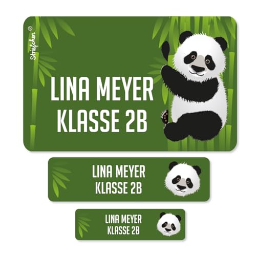 Striefchen® Schuletiketten mit Namen - Motiv: Panda - ideal für das Beschriften von Heften und Büchern in der Schule von Striefchen