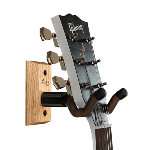 String Swing - Gitarrenhalterung zur Wandbefestigung für Akustik- und E-Gitarren - CC01K Guitar Hanger - Hergestellt in den USA - Eiche von String Swing
