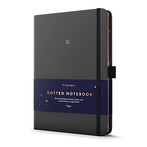 Bullet Planner, A5-Notizbuch mit Punktraster – 170gsm Papier, Einband aus veganem Leder, Sterndesign – Handgebundenes, roségoldener Rand und Geschenkbox – Punktraster mit Innentasche und rosa Bändern Bullet Planner, A5-Notizbuch mit Punktraster – 170gsm Papier, Einband aus veganem Leder, Sterndesign – Handgebundenes, roségoldener Rand und Geschenkbox – Punktraster mit Innentasche und rosa Bändern von String & Space