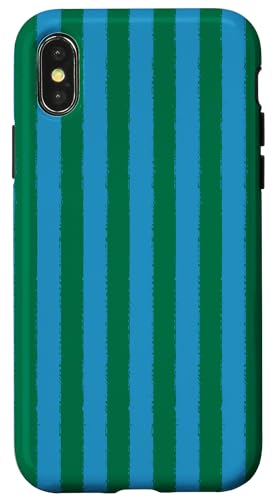 Ästhetische Grunge-Pinsel, gestreift, Blau / Grün Hülle für iPhone X/XS von Stripes Geometric Vertical Lines Pattern