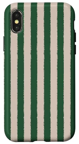 Ästhetische Grunge-Pinsel, gestreift, Grün und Beige Hülle für iPhone X/XS von Stripes Geometric Vertical Lines Pattern