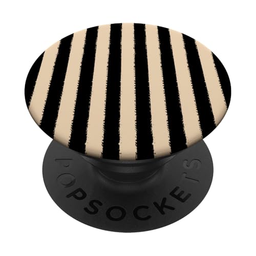 Ästhetische Grunge-Pinsel, gestreift, Schwarz / Beige PopSockets Klebender PopGrip Ästhetische Grunge-Pinsel, gestreift, Schwarz / Beige PopSockets Klebender PopGrip von Stripes Geometric Vertical Lines Pattern
