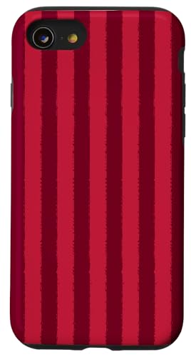Ästhetischer Grunge-Bürstenstreifen in Rot, Kirsche und Burgunderrot Hülle für iPhone SE (2020) / 7 / 8 von Stripes Geometric Vertical Lines Pattern