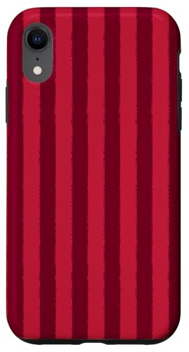Ästhetischer Grunge-Bürstenstreifen in Rot, Kirsche und Burgunderrot Hülle für iPhone XR von Stripes Geometric Vertical Lines Pattern