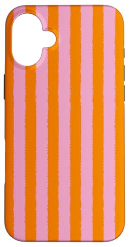 Ästhetischer rosa-orange gestreifter Vintage-Bürstenstreifen Hülle für iPhone 16 Plus Ästhetischer rosa-orange gestreifter Vintage-Bürstenstreifen Hülle für iPhone 16 Plus von Stripes Geometric Vertical Lines Pattern