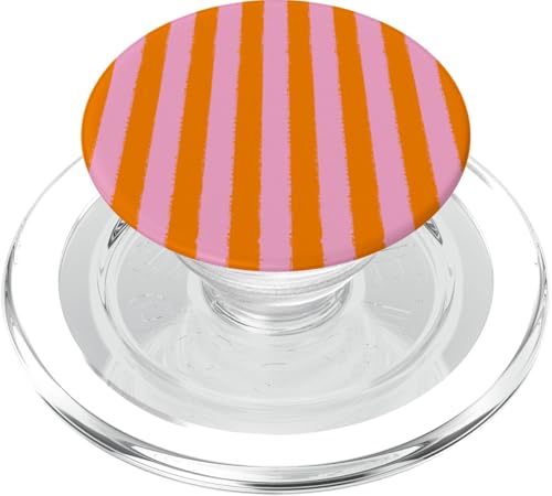 Ästhetischer rosa-orange gestreifter Vintage-Bürstenstreifen PopSockets PopGrip für MagSafe Ästhetischer rosa-orange gestreifter Vintage-Bürstenstreifen PopSockets PopGrip für MagSafe von Stripes Geometric Vertical Lines Pattern