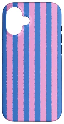 Aesthetic Grunge-Pinsel, gestreift, Rosa und Blau Hülle für iPhone 16 von Stripes Geometric Vertical Lines Pattern