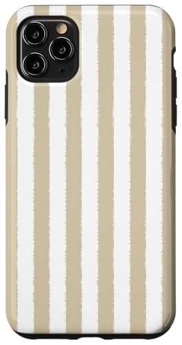 Helles Khaki und Weiß gestreiftes ästhetisches Grunge-Pinsel, gestreift Hülle für iPhone 11 Pro Max von Stripes Geometric Vertical Lines Pattern
