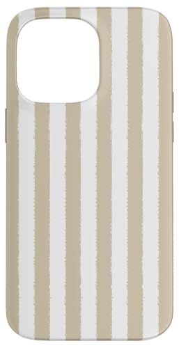 Helles Khaki und Weiß gestreiftes ästhetisches Grunge-Pinsel, gestreift Hülle für iPhone 14 Pro Max von Stripes Geometric Vertical Lines Pattern
