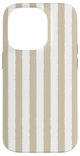 Helles Khaki und Weiß gestreiftes ästhetisches Grunge-Pinsel, gestreift Hülle für iPhone 14 Pro von Stripes Geometric Vertical Lines Pattern