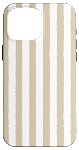 Helles Khaki und Weiß gestreiftes ästhetisches Grunge-Pinsel, gestreift Hülle für iPhone 16 Pro Max von Stripes Geometric Vertical Lines Pattern