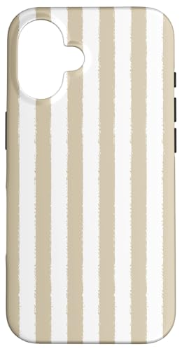 Helles Khaki und Weiß gestreiftes ästhetisches Grunge-Pinsel, gestreift Hülle für iPhone 16 von Stripes Geometric Vertical Lines Pattern