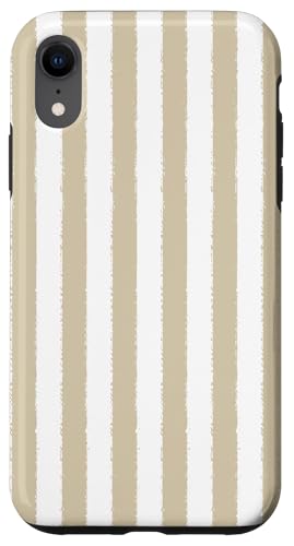 Helles Khaki und Weiß gestreiftes ästhetisches Grunge-Pinsel, gestreift Hülle für iPhone XR von Stripes Geometric Vertical Lines Pattern