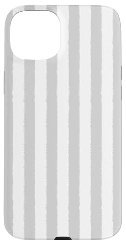 Hellgrau und weiß gestreift, ästhetischer Grunge-Pinsel, gestreift Hülle für iPhone 15 Plus von Stripes Geometric Vertical Lines Pattern