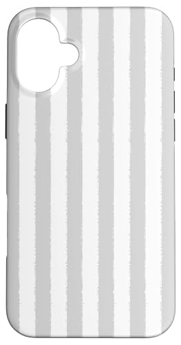 Hellgrau und weiß gestreift, ästhetischer Grunge-Pinsel, gestreift Hülle für iPhone 16 Plus von Stripes Geometric Vertical Lines Pattern