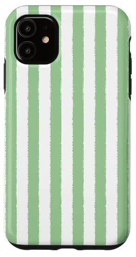 Hellgrün und weiß gestreift, ästhetischer Grunge-Pinsel, gestreift Hülle für iPhone 11 von Stripes Geometric Vertical Lines Pattern