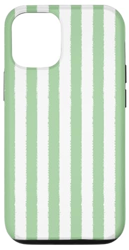 Hellgrün und weiß gestreift, ästhetischer Grunge-Pinsel, gestreift Hülle für iPhone 12/12 Pro von Stripes Geometric Vertical Lines Pattern