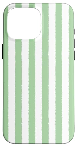 Hellgrün und weiß gestreift, ästhetischer Grunge-Pinsel, gestreift Hülle für iPhone 16 Pro Max von Stripes Geometric Vertical Lines Pattern