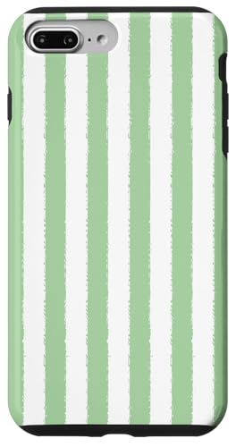 Hellgrün und weiß gestreift, ästhetischer Grunge-Pinsel, gestreift Hülle für iPhone 7 Plus/8 Plus von Stripes Geometric Vertical Lines Pattern