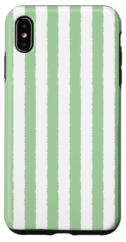 Hellgrün und weiß gestreift, ästhetischer Grunge-Pinsel, gestreift Hülle für iPhone XS Max von Stripes Geometric Vertical Lines Pattern