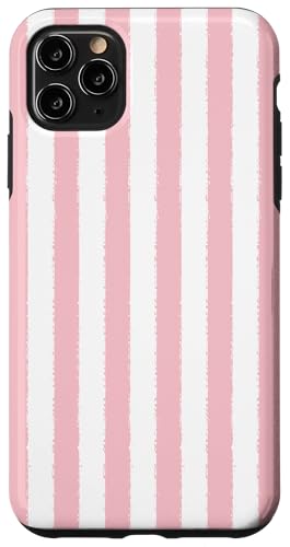 Hellrosa und weiß gestreifter ästhetischer Grunge-Pinsel, gestreift Hülle für iPhone 11 Pro Max von Stripes Geometric Vertical Lines Pattern