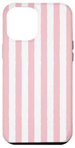 Hellrosa und weiß gestreifter ästhetischer Grunge-Pinsel, gestreift Hülle für iPhone 12 Pro Max von Stripes Geometric Vertical Lines Pattern