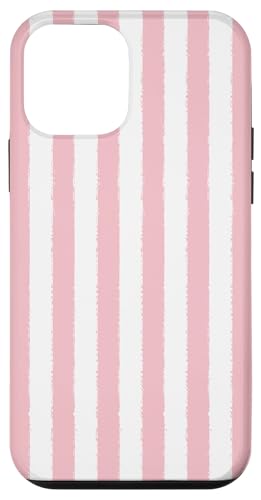 Hellrosa und weiß gestreifter ästhetischer Grunge-Pinsel, gestreift Hülle für iPhone 12 mini von Stripes Geometric Vertical Lines Pattern