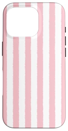 Hellrosa und weiß gestreifter ästhetischer Grunge-Pinsel, gestreift Hülle für iPhone 16 Pro von Stripes Geometric Vertical Lines Pattern