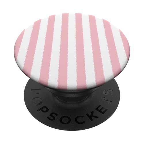 Hellrosa und weiß gestreifter ästhetischer Grunge-Pinsel, gestreift PopSockets Klebender PopGrip von Stripes Geometric Vertical Lines Pattern