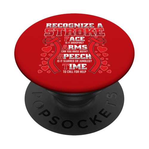 Erkennen Sie einen Monat für schnellen Schlaganfall PopSockets Klebender PopGrip von Stroke Awareness Month May Wear Red Survivor