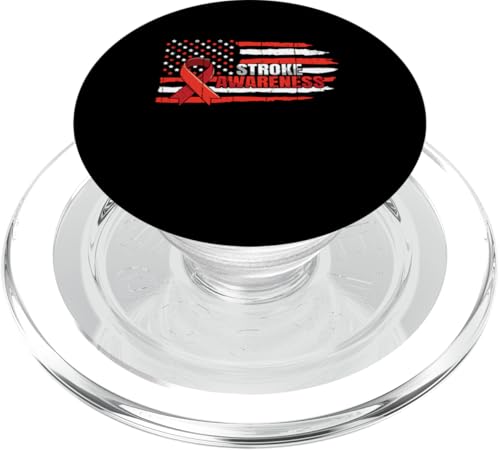 Schlaganfallbewusstsein Amerikanische Flagge Schlagwarnung US-Flagge PopSockets PopGrip für MagSafe von Stroke Awareness Month May Wear Red Survivor