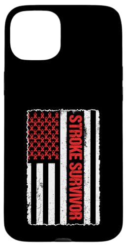 Schlaganfallüberlebender US-Flagge Amerikanisches Schlaganfallbewusstsein Hülle für iPhone 15 Plus von Stroke Awareness Month May Wear Red Survivor