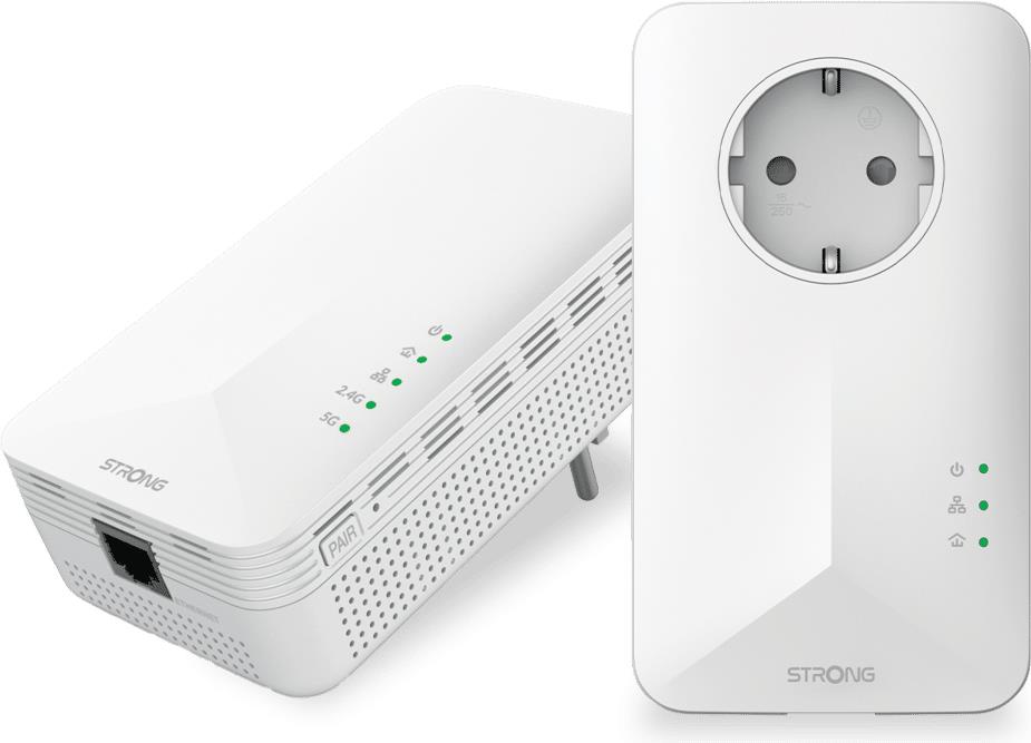 Strong POWERL1000DUOWIFIEUV2 PowerLine Netzwerkadapter 1000 Mbit/s Eingebauter Ethernet-Anschluss WLAN Weiß 2 Stück(e) (POWERL1000DUOEU) von Strong