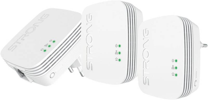 Strong Powerline MINI, 600 Mbit/s Set (3 Einheiten) Reichweitenverstärker von Strong