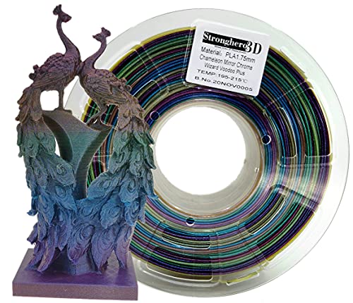 Stronghero3D PLA-3D-Drucker-Filament, 1,75 mm, Chamäleon-Spiegel-Chrom, mehrfarbiges Filament, Genauigkeit +/-0,05 mm, Nettogewicht 1 kg, für Ender3, Cr10 von Stronghero3D