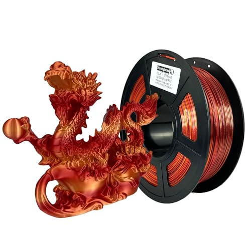 Stronghero3D PLA-3D-Drucker-Filament, 1,75 mm, Rot (Golden Fire)-Seide-Gold und Galaxie-Rot, erscheinen in Intervallen, 1 kg, Genauigkeit +/-0,05 mm, für Ender3, Cr10, Sovol von Stronghero3D