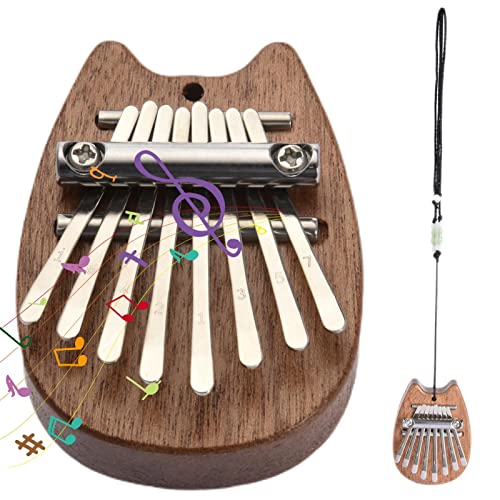 Stronrive Kalimba Thumb Piano 8 Tasten, Mini Holz Finger Piano mit Lanyard Kette, Tragbare Marimba Musikinstrumente für Kinder Erwachsene Anfänger Exquisites Zubehör Anhänger Geschenk von Stronrive